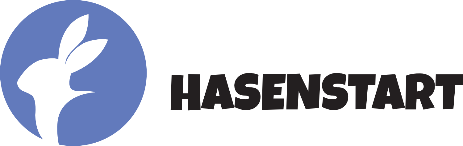 Stilisierter Hasenkopf mit Beschriftung Hasenstart